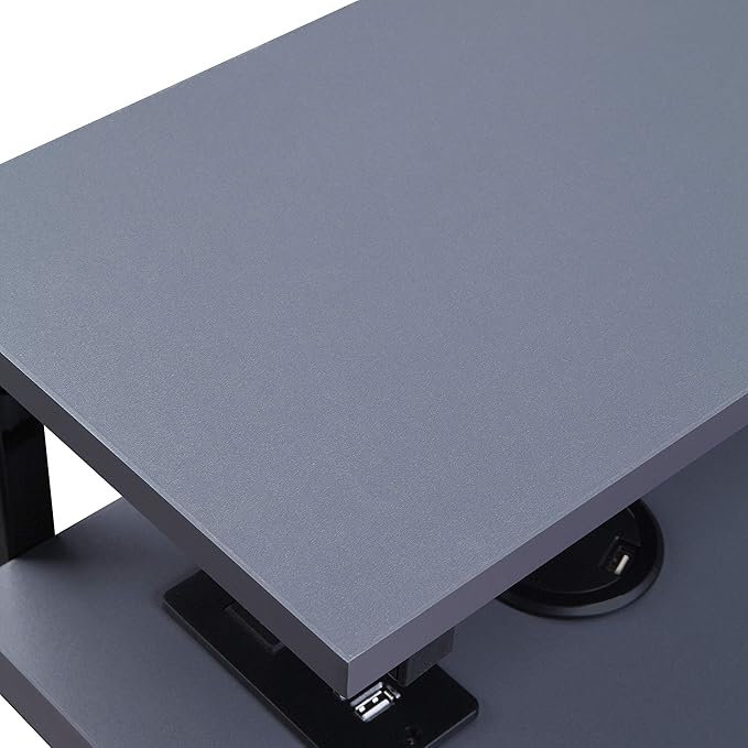 OSP Home Furnishings Checkpoint Battlestation L Shaped Gaming Desk with RGB LED Lights, Black