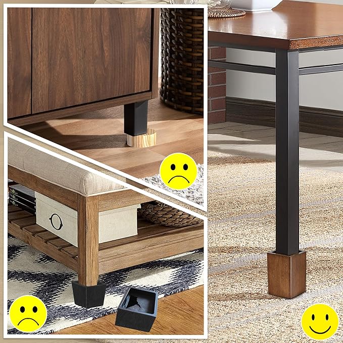 Sopicoz Wood Bed Risers Set of 4, Square Furniture Risers, 4 inch Couch Risers Heavy Duty Bed Lifters Brown Bed Frame Risers Blocks, Lifters for Sofa, Chair, Cabinet, Dresser, Nightstand
