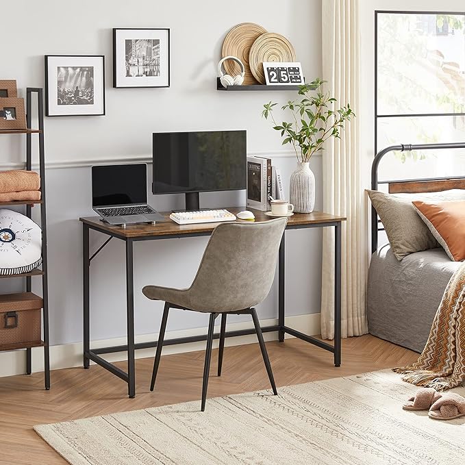 VASAGLE Computer Desk, Gaming Desk, Home Office Desk, for Small Spaces, 23.6 x 47.2 x 29.9 Inches, Industrial Style, Metal Frame, Rustic Brown and Black ULWD039B01