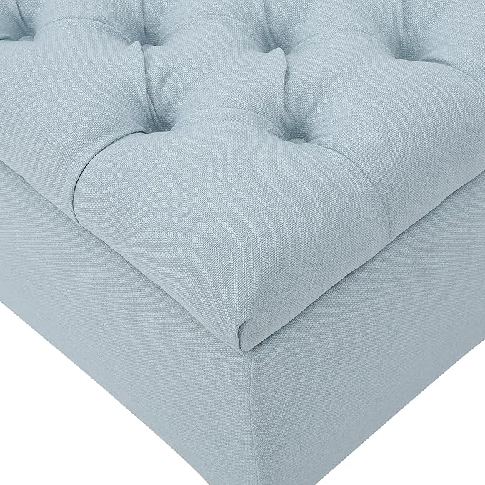 Christopher Knight Home Ottilie Fabric Storage Ottoman, Light Sky, Dimensions: 17.50 inches deep x 51.00 inches wide x 17.00 inches high.