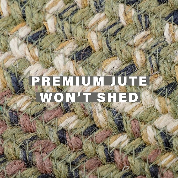Homespice Pinecone Jute Braided Rug 20x30 – Country Style Braided Kitchen Rugs for Country Decor