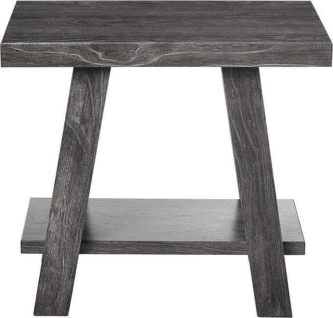 Roundhill Furniture Athens Contemporary Wood Shelf Side Table, Charcoal