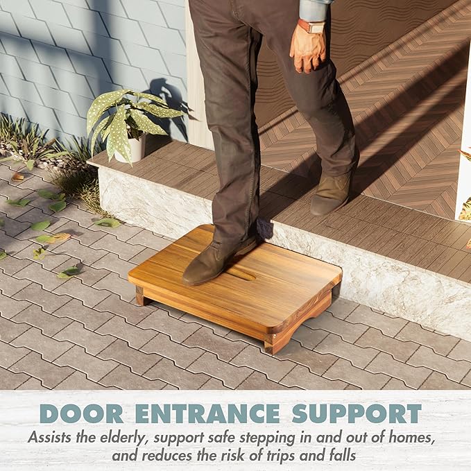 Wooden Step Stool, 3.5'' One Step Stool for Adults, Wooden Bedside Step with 550 Lbs Load Capacity, Heavy Duty/Portable/Nonslip/Durable Construction for Bedroom/Kitchen