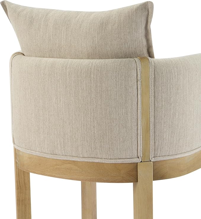 Christopher Knight Home Lucid Linen Upholstered Dining Chairs Set of 2, Rubber Wood Dining Room Chairs, Modern Armchair, Extra Seating for Dining Room, Versatile Indoor Furniture, Beige + Natural