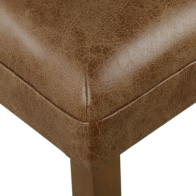 HomePop by Kinfine Fabric Upholstered Parsons Leatherette Counter Height Barstool Chair - 24-Inch, Distressed Brown Faux Leather(Single Pack)
