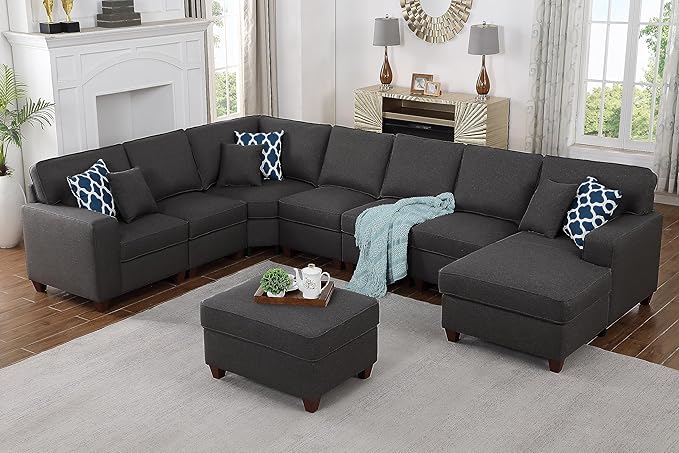 Leio Sectional Modular Sofa with Ottoman for Living Room, Apartment, Bedroom, Office, Dorm