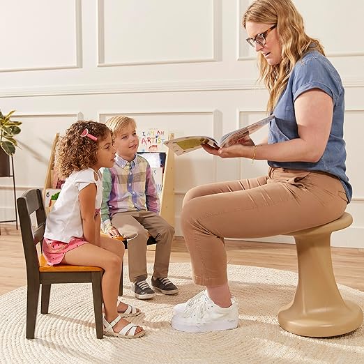 ECR4Kids Hideaway Table and Chair Set, Kids Furniture, Honey/Grey Wash, 3-Piece
