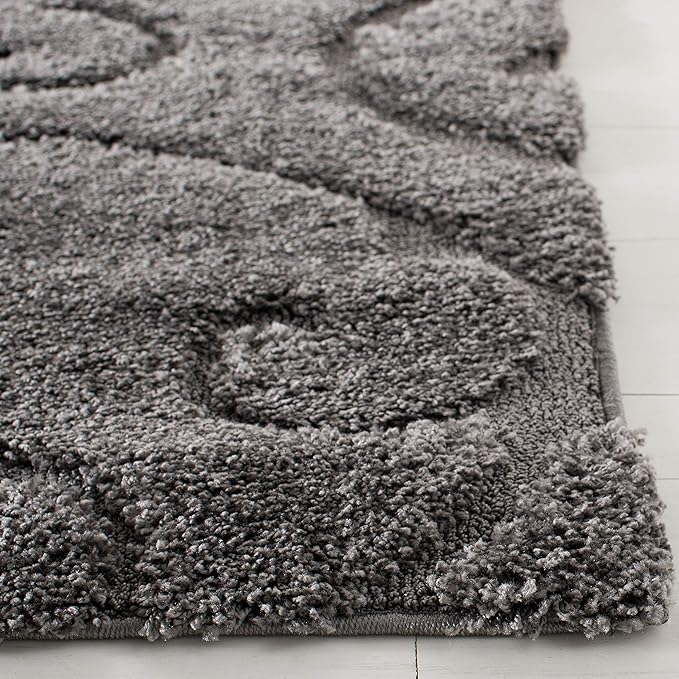 SAFAVIEH Florida Shag Collection Runner Rug - 2'3" x 13', Grey, Scroll Design, Non-Shedding & Easy Care, 1.2-inch Thick Ideal for High Traffic Areas in Living Room, Bedroom (SG455-8013)