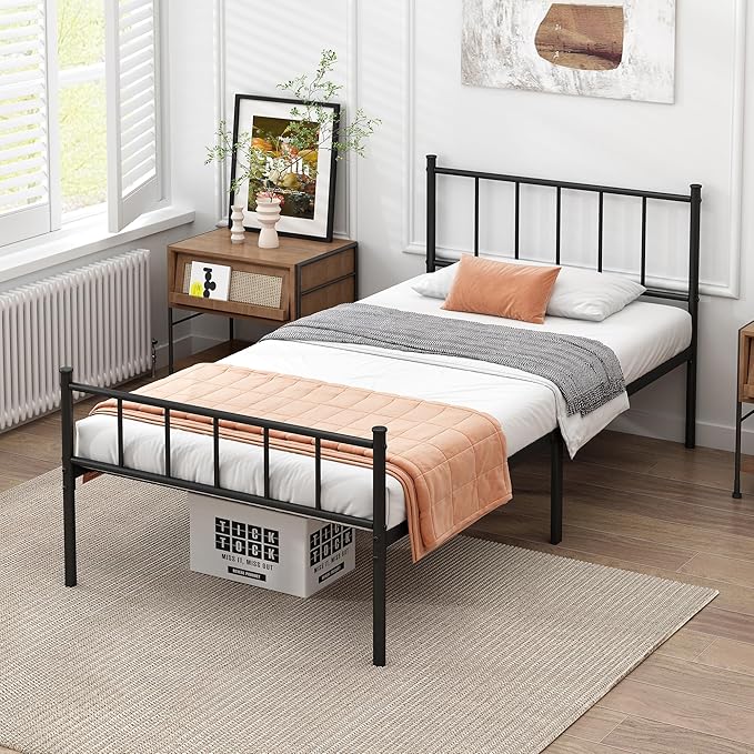 Twin XL Bed Frame-Classic Metal Platform Bed Frame,Mattress Foundation with Steel Slat Support,Under Foundation Storage,No Box Spring Needed, Easy Assembly,Twin XL Size