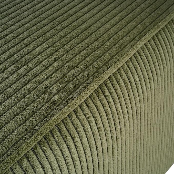 Christopher Knight Home Kyle Corduroy Woven Upholstery Square Ottoman, Living Room Sofa Ottoman with Wood Frame, Comfy Seating Experience with Dense Foam Padding, Non-Marking Foot Caps, Olive Green