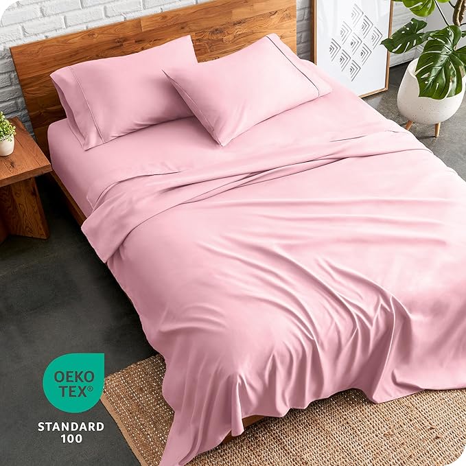 Bare Home Twin Sheet Set - 1800 Ultra-Soft Microfiber Twin Bed Sheets - Double Brushed - Deep Pockets - Easy Fit - Extra Soft - 3 Piece Set - Bedding Sheets & Pillowcases (Twin, Light Pink)