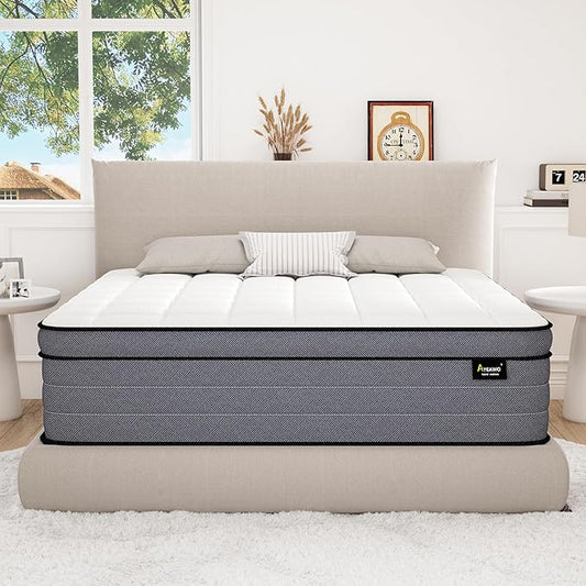 Queen Mattress, 12 Inch Hybrid Queen Size Mattresses in a Box with Gel Memory Foam and Individual Pocket Springs|Pressure Relief & Motion Isolation, Medium Firm Feel