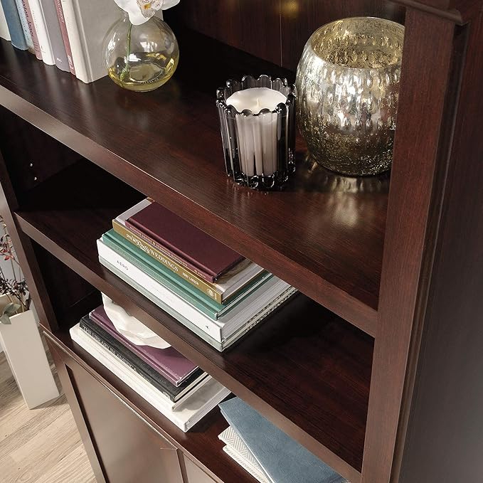 Sauder Miscellaneous Storage Bookcase With Doors/ book shelf, Select Cherry finish