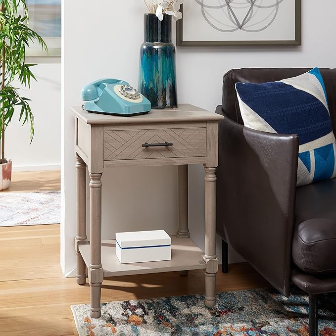 SAFAVIEH Home Collection Peyton Greige 1-Drawer Lower Shelf Accent Table ACC5704D