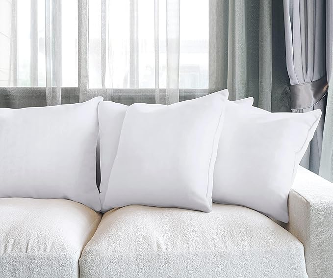 Utopia Bedding Throw Pillows (Set of 4, White), 22 x 22 Inches Pillows for Sofa, Bed and Couch Decorative Stuffer Pillow