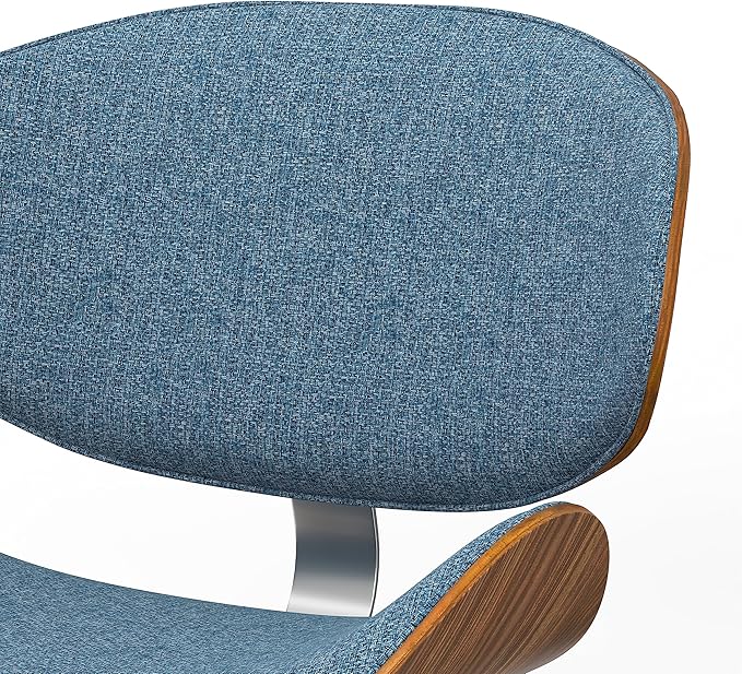 SIMPLIHOME Marana Dining Chairs - Upholstered Bentwood Back and Linen-Style Fabric Kitchen Chair in Denim Blue, Mid-Century Modern Ergonomic Dining Room Seating with Contoured Seat and Beech Wood Legs