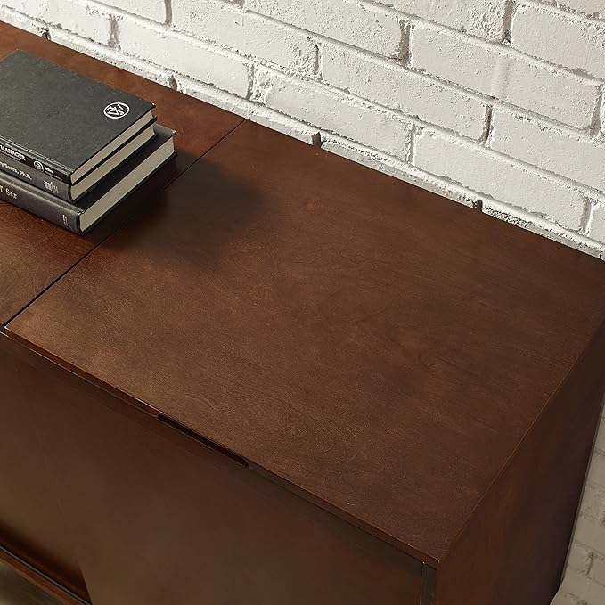 Crosley Furniture Everett Media Console and Record Player Stand with Storage for Vinyl Records, Mahogany