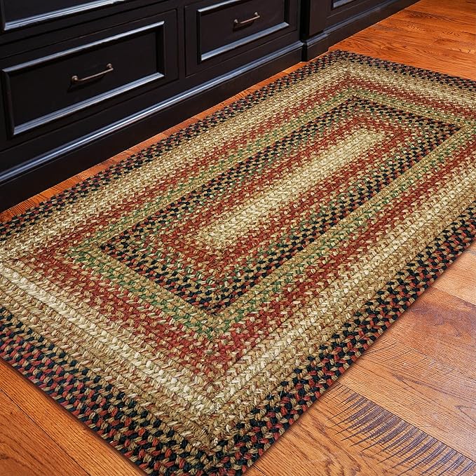 Gingerbread Brown Small Braided Rugs, 2x3' Rectangle - Handmade with Jute, Warm Country Decor, Perfect for Bathrooms and Entryways - Durable and Easy to Clean