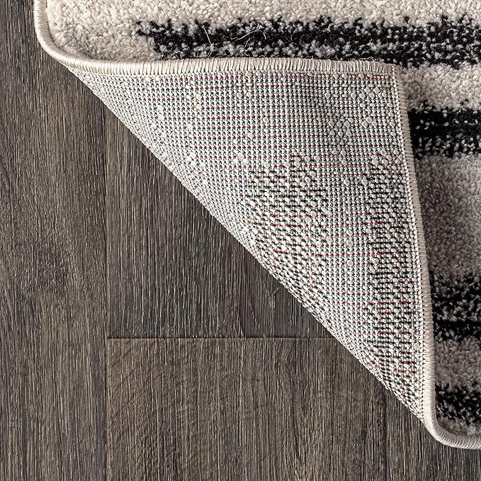 JONATHAN Y Khalil Modern Berber Stripe Cream/Black Indoor Area Rug, 5x8, Contemporary, Bohemian, Easy-Cleaning for Living Room, Bedroom, Kitchen, Pet Friendly, Non-Shedding (MOH207A-5)