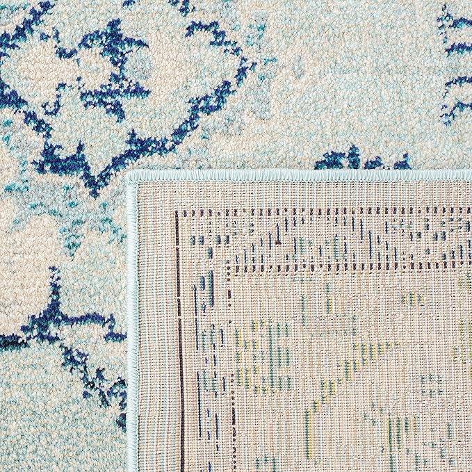 SAFAVIEH Monaco Collection Accent Rug - 3' x 5', Light Blue & Ivory, Medallion Distressed Design, Non-Shedding & Easy Care, Ideal for High Traffic Areas in Entryway, Living Room, Bedroom (MNC243K)