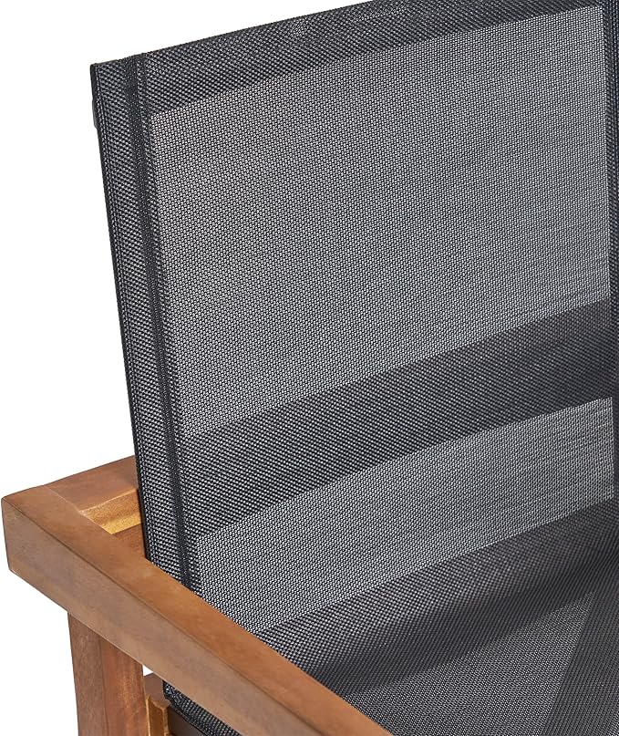 Merax Mesh Seating Solid Wood Dining Chairs Set of 2, French Country Style Accent Side Seating Furniture for Kitchen, Living Room, Textile Back,Teak