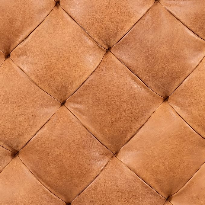 POLY & BARK Turin Ottoman in Full-Grain Pure-Aniline Dyed Italian Tanned Leather in Cognac Tan