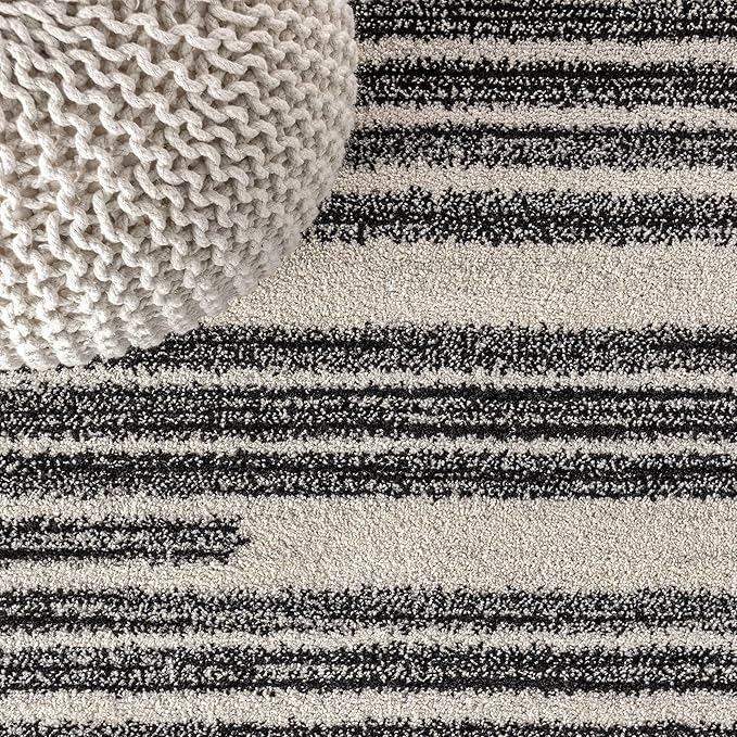 JONATHAN Y Khalil Modern Berber Stripe Cream/Black Indoor Area Rug, 3x5, Contemporary, Bohemian, Easy-Cleaning for Living Room, Bedroom, Kitchen, Pet Friendly, Non-Shedding (MOH207A-3)