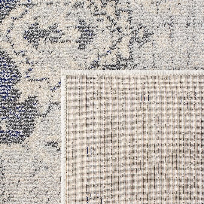 SAFAVIEH Monaco Collection Area Rug - 8' x 10', Ivory & Grey, Boho Chic Medallion Distressed Design, Non-Shedding & Easy Care, Ideal for High Traffic Areas in Living Room, Bedroom (MNC243B)