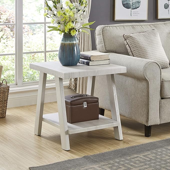 Roundhill Furniture Athens Contemporary 3-Piece Wood Shelf Coffee Table Set, White