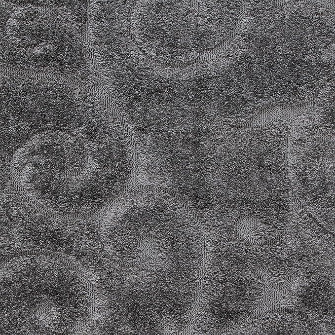 SAFAVIEH Florida Shag Collection Area Rug - 4' Square, Grey, Scroll Design, Non-Shedding & Easy Care, 1.2-inch Thick Ideal for High Traffic Areas in Living Room, Bedroom (SG455-8013)
