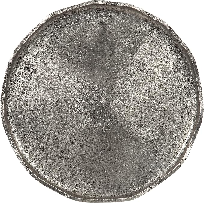 Kate and Laurel Alessia Modern Round Metal Side Table; 15 x 15 x 22; Silver; Decorative Glam Cast Aluminum End Table with Deckled Edge for Bedroom Nightstand or Living Room Accent