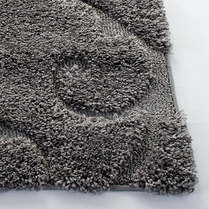 SAFAVIEH Florida Shag Collection Area Rug - 5'3" x 7'6", Grey, Scroll Design, Non-Shedding & Easy Care, 1.2-inch Thick Ideal for High Traffic Areas in Living Room, Bedroom (SG455-8013)