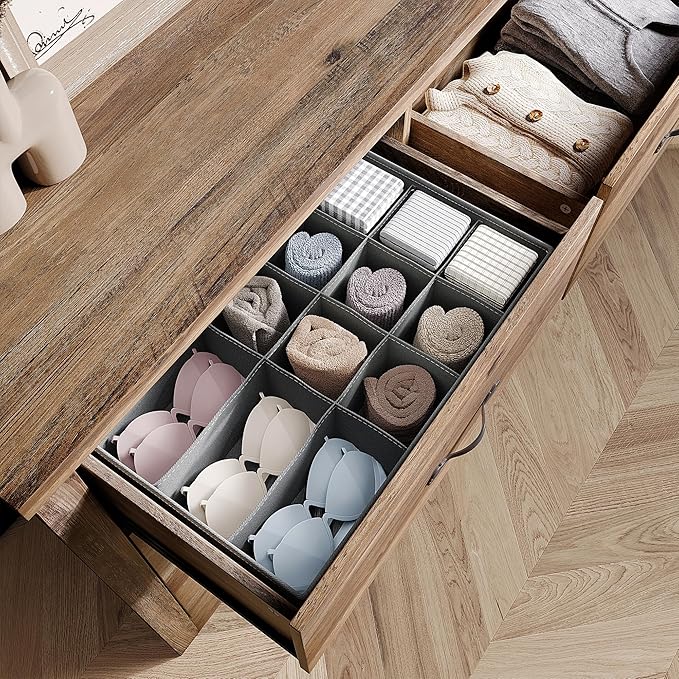 LINSY HOME 8 Drawers Dresser for Bedroom, 47" Wide Wood Dressers & Chests of Drawers, 40" Tall Modern Farmhouse Storage Dresser with Antique Handles for Closet, Living Room, Hallway, Rustic Brown