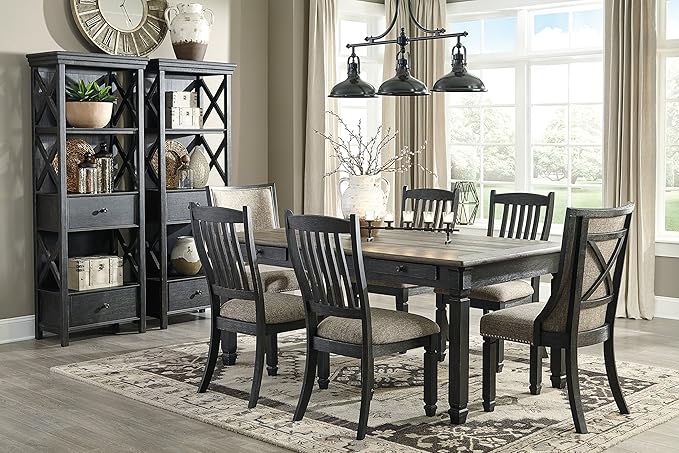 Signature Design by Ashley Tyler Creek Farmhouse Dining Table with Drawers, Seats up to 6, Almost Black