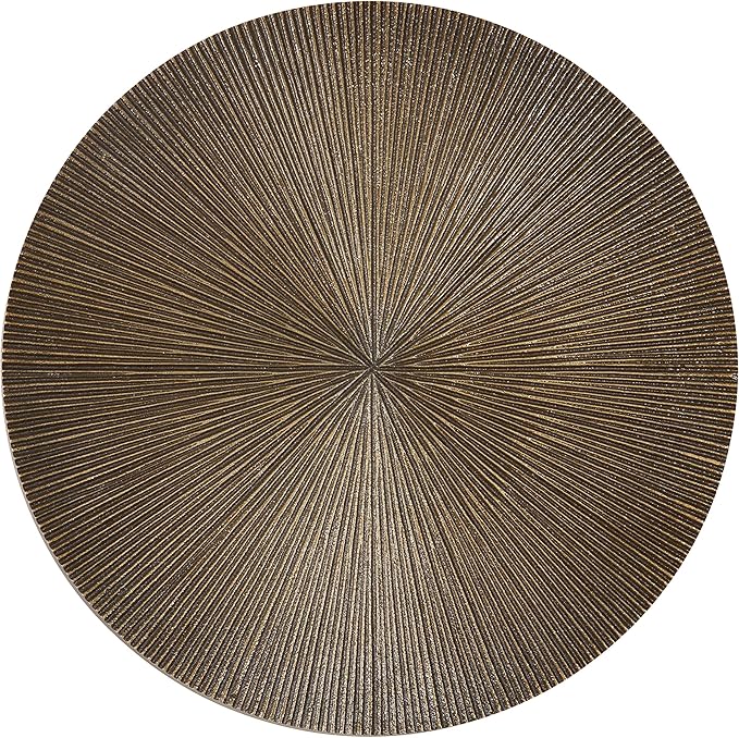 Kate and Laurel Engles Traditional Adjustable-Height Pedestal Drink Table; 10 x 10 x 30; Antique Brass; Vintage Round Indoor Metal Plant Stand with Embossed Sunburst Pattern