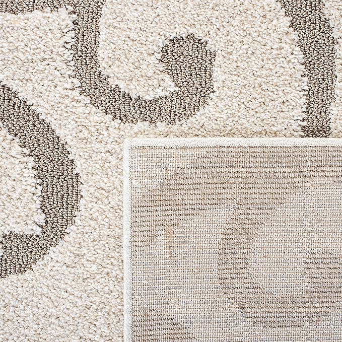 SAFAVIEH Florida Shag Collection Area Rug - 8' x 10', Ivory & Beige, Scroll Design, Non-Shedding & Easy Care, 1.2-inch Thick Ideal for High Traffic Areas in Living Room, Bedroom (SG455-13LT)