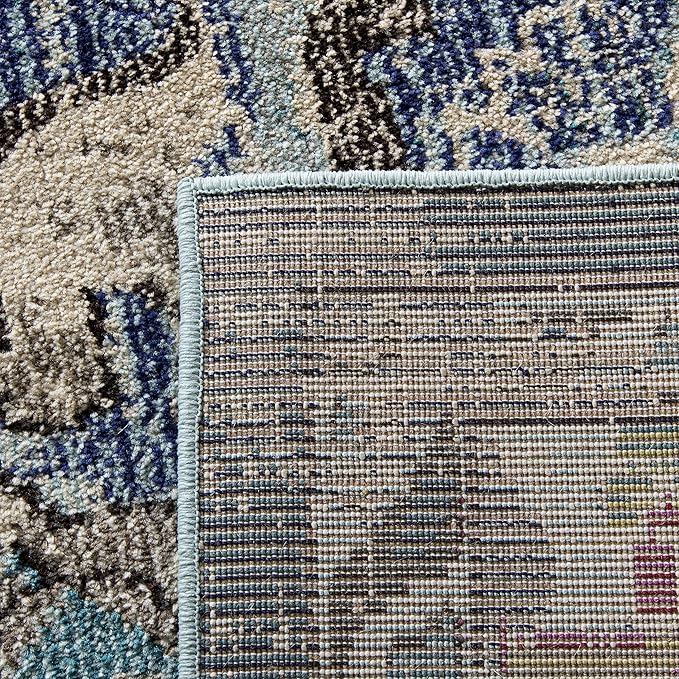 SAFAVIEH Monaco Collection Runner Rug - 2'2" x 16', Navy & Light Blue, Boho Chic Medallion Distressed Design, Non-Shedding & Easy Care, Ideal for High Traffic Areas in Living Room, Bedroom (MNC243N)