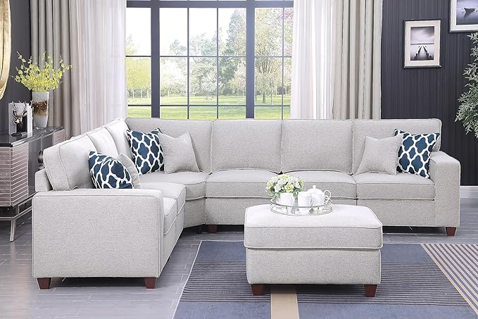 Leio Sectional Modular Sofa with Ottoman for Living Room, Apartment, Bedroom, Office, Dorm
