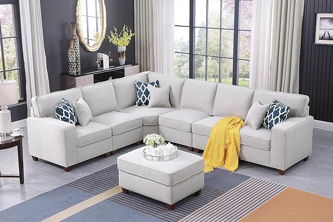 Leio Sectional Modular Sofa with Ottoman for Living Room, Apartment, Bedroom, Office, Dorm