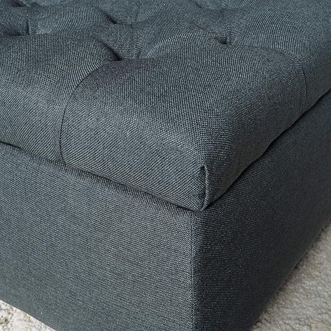 Christopher Knight Home Ottilie Fabric Storage Ottoman, Dark Grey Dimensions: 17.50”D x 51.00”W x 17.00”H