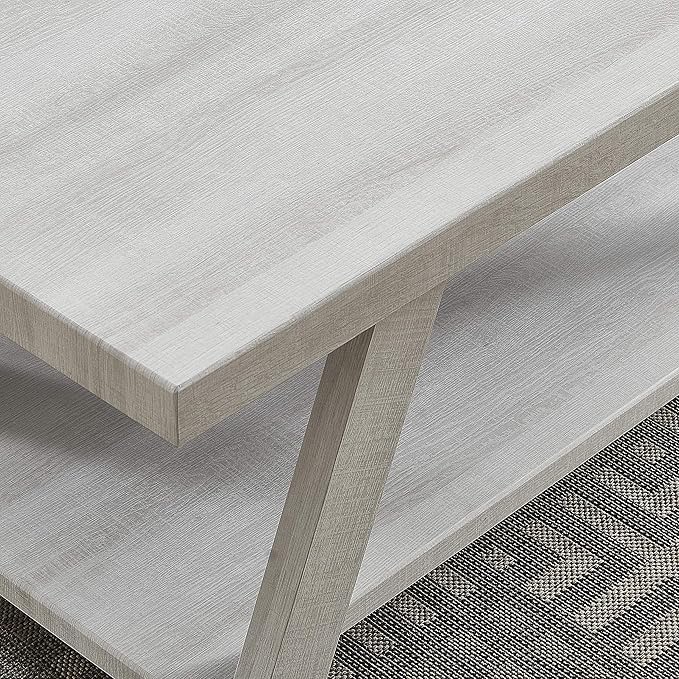 Roundhill Furniture Athens Contemporary Wood Shelf Side Table, White