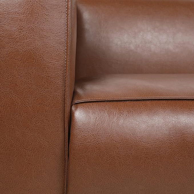 Merax Mid Century Modern 3 Seater Sofa with Birch Wood Legs, 80" Wide Smooth Upholstered Couch for Living Room, Apartment, Light Brown