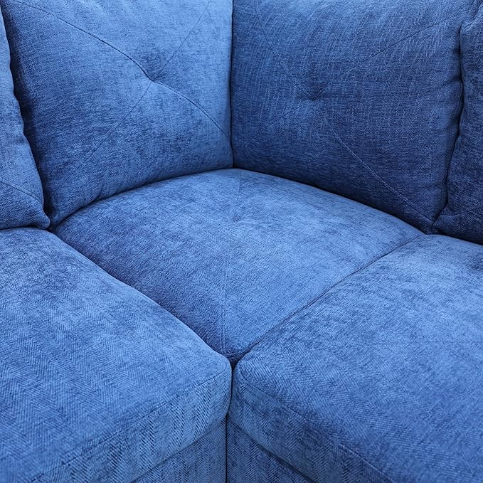 NicBex Sectional Couch 3 Pieces Sofa Set with Right Chaise Linen L Shaped Cloud Couch for Living Room Furniture Sets with Storage Ottoman, Modular Sofa for Living Room & Apartment, Blue