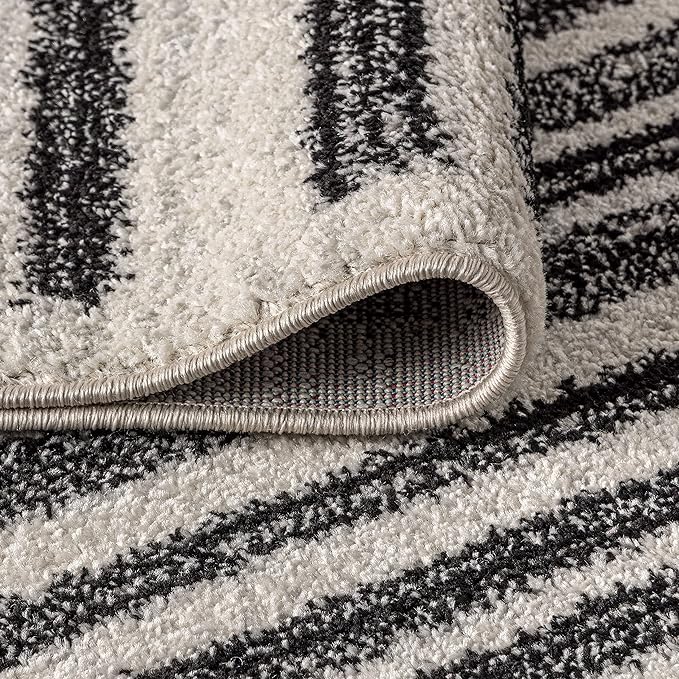 JONATHAN Y Khalil Modern Berber Stripe Cream/Black Runner Rug, 2x20, Contemporary, Bohemian, Easy-Cleaning for Living Room, Bedroom, Kitchen, Pet Friendly, Non-Shedding (MOH207A-220)