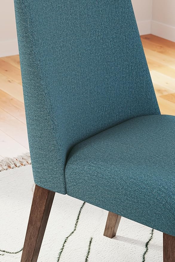 Signature Design by Ashley Lyncott Contemporary Dining Room Upholstered Side Chair with Foam Cushion, 2 Count, Blue & Brown