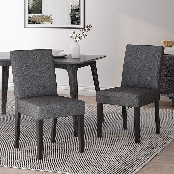 Christopher Knight Home Kuna Contemporary Upholstered Dining Chair (Set of 2), Charcoal + Gray