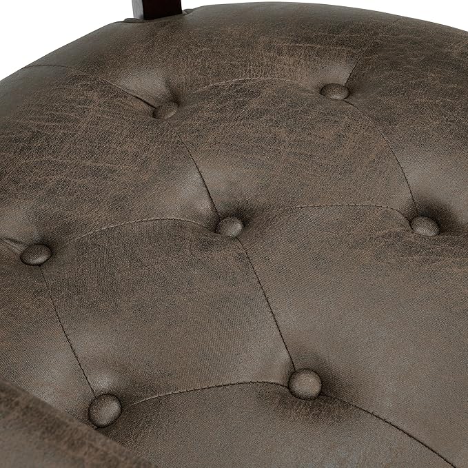 LEEMTORIG Large Dining Chairs with Casters and Arms, Rolling Dining Chairs with Wheels, Boss Caption's Chairs, 26" D x 25.2" W x 31.5" H, Espresso Legs & Dark Brown Fabric SY-318-DK