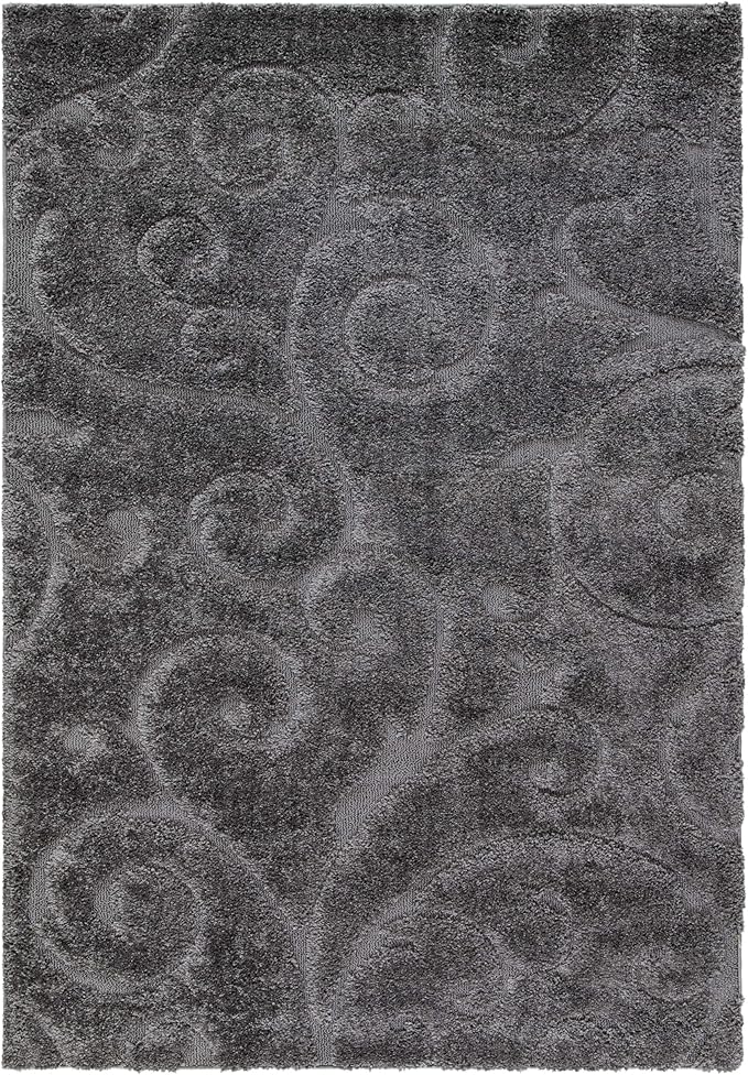 SAFAVIEH Florida Shag Collection X-Large Area Rug - 11' x 15', Grey, Scroll Design, Non-Shedding & Easy Care, 1.2-inch Thick Ideal for High Traffic Areas in Living Room, Bedroom (SG455-8013)