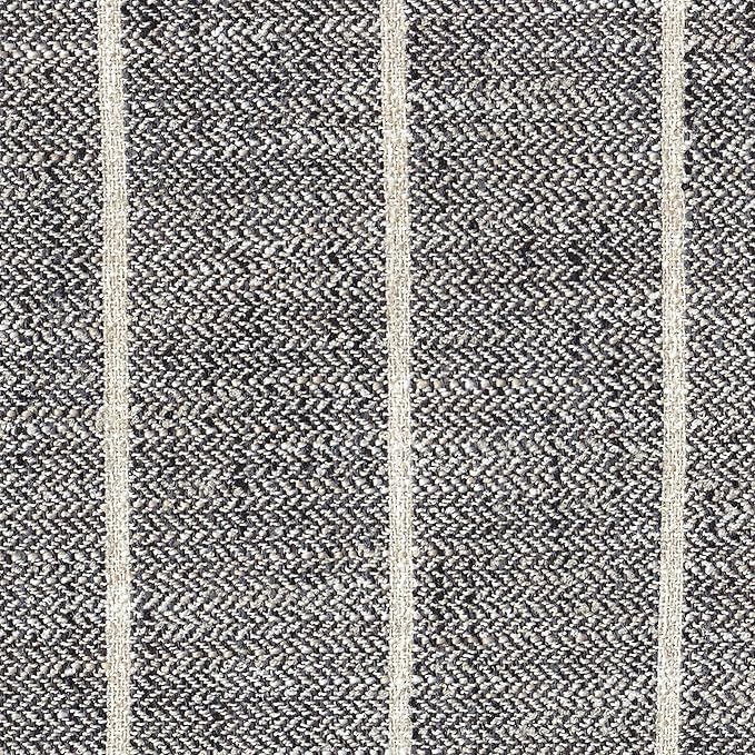 HomePop Modern Fabric Storage Ottoman with Wood Top - Midnight Gary Woven Stripe
