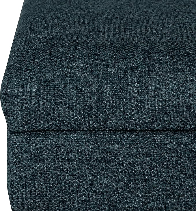 Homepop Home Decor | Upholstered Decorative Storage Ottoman Bench | Ottoman Bench with Storage for Living Room & Bedroom | Decorative Home Furniture, Navy Large